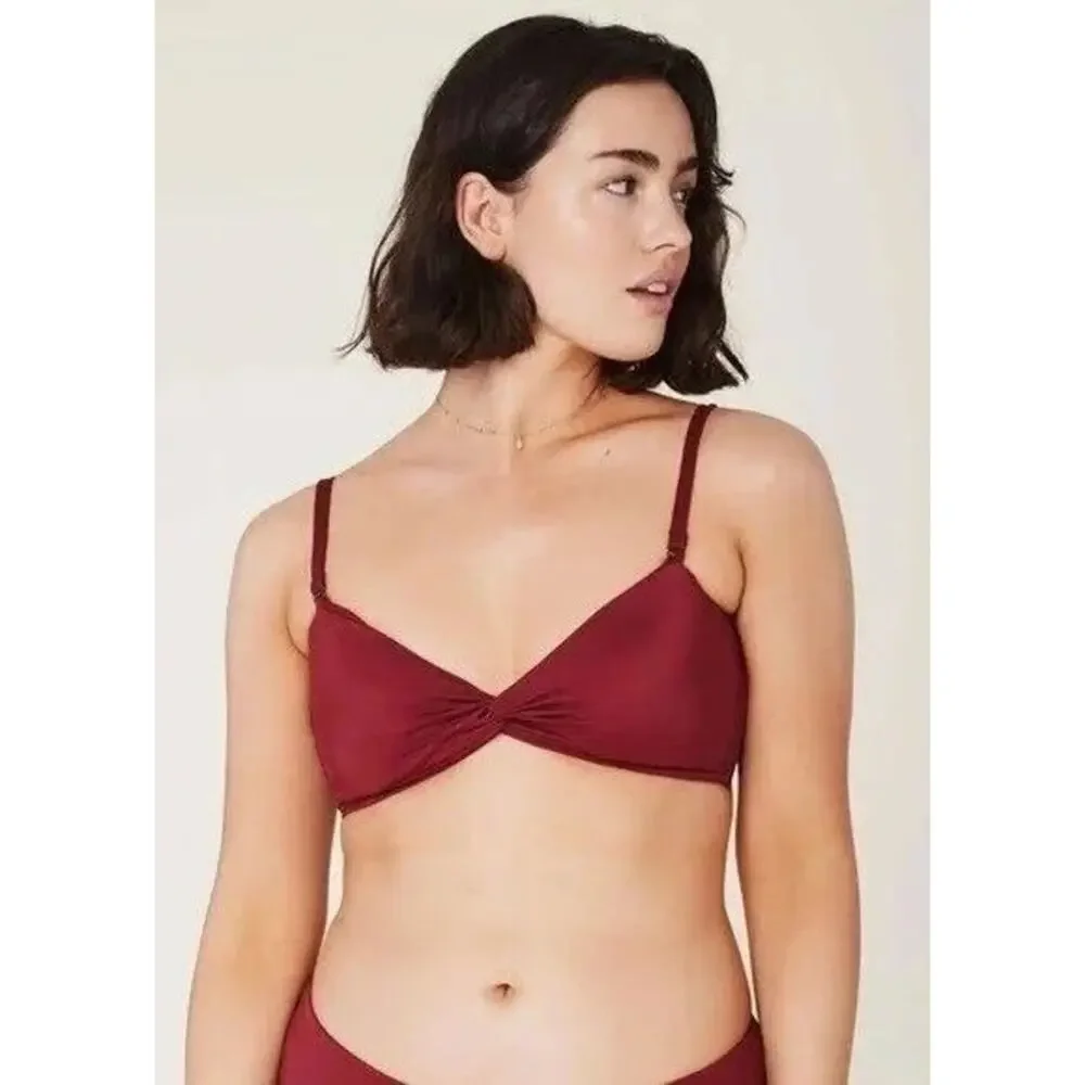 Andie Swim The Capri Bikini Top in Truffle L NWT